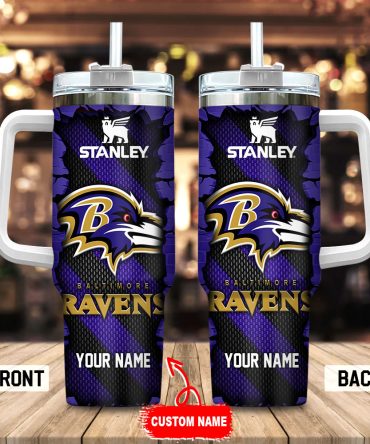 Baltimore Ravens Nfl Custom Stanley Quencher 40Oz Stainless Steel Tumbler With Handle
