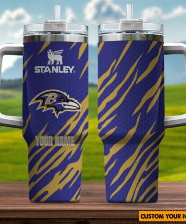 Baltimore Ravens Nfl Custom Stanley Quencher 40Oz Stainless Steel Tumbler With Handle