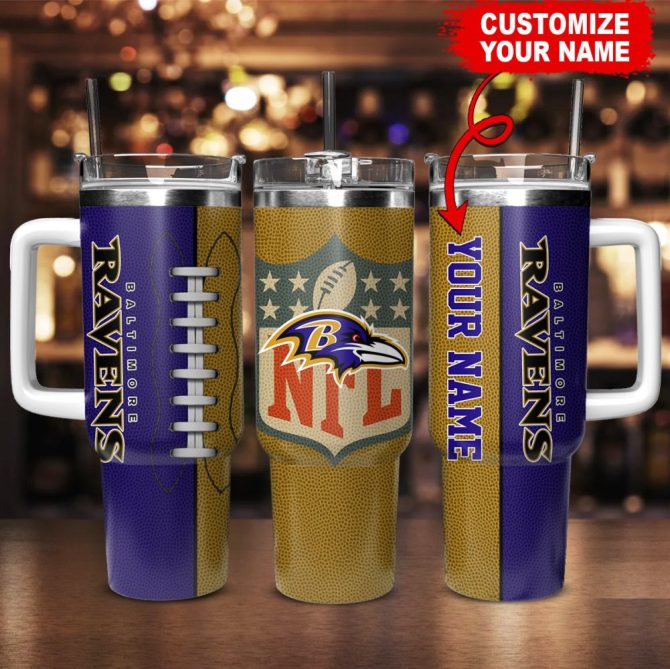 Baltimore Ravens Nfl Custom Stanley Quencher 40Oz Stainless Steel Tumbler With Handle - Image 2