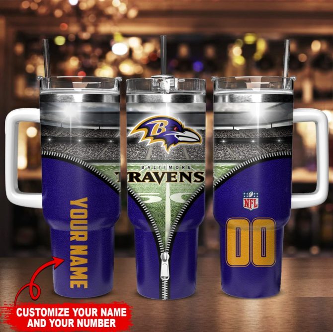 Baltimore Ravens Nfl Custom Stanley Quencher 40Oz Stainless Steel Tumbler With Handle - Image 2
