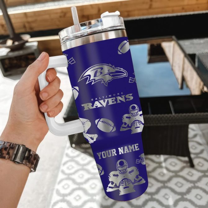 Baltimore Ravens Nfl Custom Stanley Quencher 40Oz Stainless Steel Tumbler With Handle - Image 2