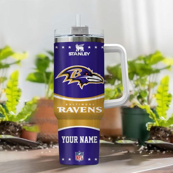 Baltimore Ravens Nfl Custom Stanley Quencher 40Oz Stainless Steel Tumbler With Handle - Image 2