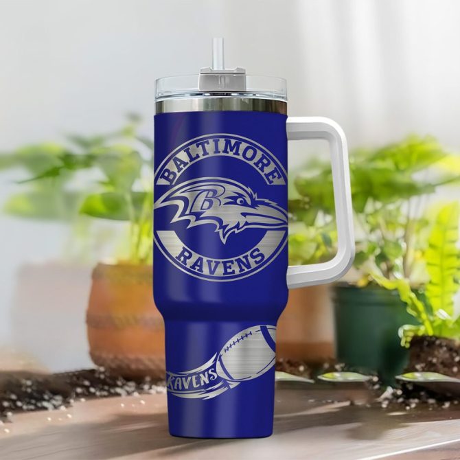 Baltimore Ravens Nfl Custom Stanley Quencher 40Oz Stainless Steel Tumbler With Handle - Image 2