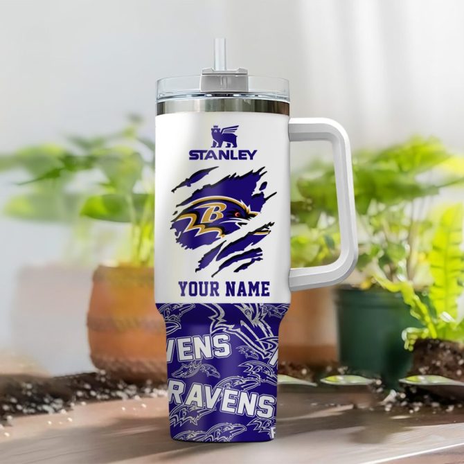Baltimore Ravens Nfl Custom Stanley Quencher 40Oz Stainless Steel Tumbler With Handle - Image 2