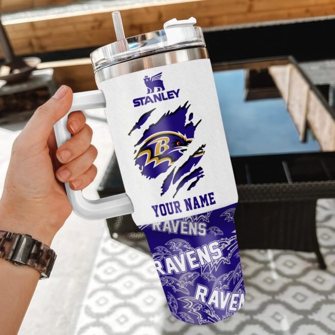 Baltimore Ravens Nfl Custom Stanley Quencher 40Oz Stainless Steel Tumbler With Handle - Image 3