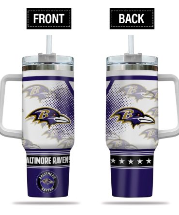 Baltimore Ravens Nfl Custom Stanley Quencher 40Oz Stainless Steel Tumbler With Handle