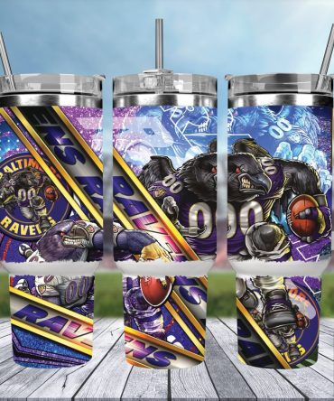 Baltimore Ravens Nfl Mascot Custom Stanley Quencher 40Oz Stainless Steel Tumbler With Handle