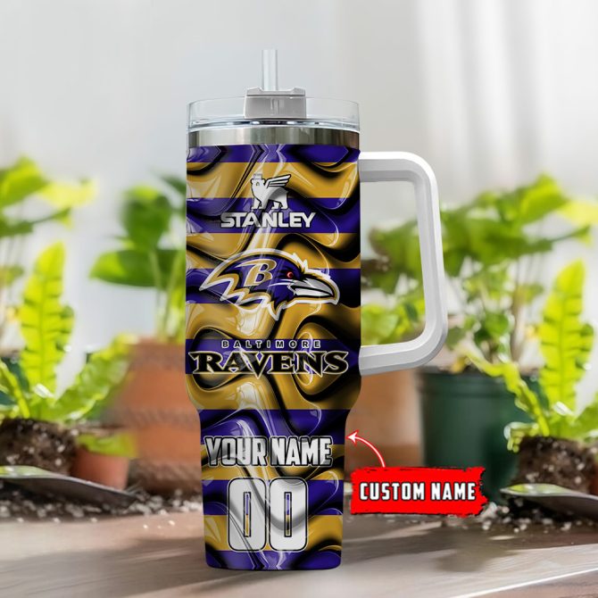Baltimore Ravens Nfl Custom Stanley Quencher 40Oz Stainless Steel Tumbler With Handle - Image 2
