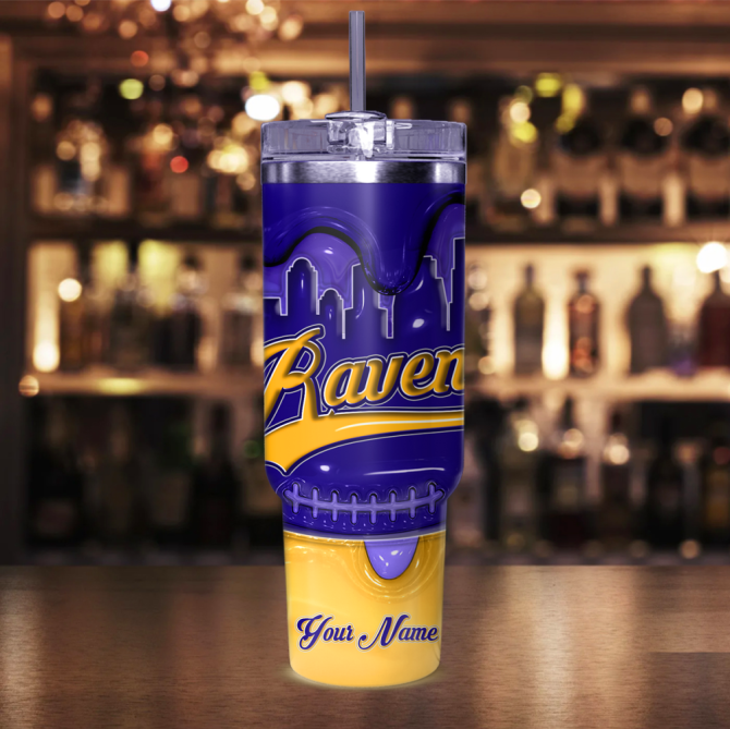 Baltimore Ravens Nfl Custom Stanley Quencher 40Oz Stainless Steel Tumbler With Handle - Image 2