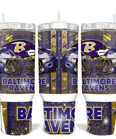 Baltimore Ravens Nfl Custom Stanley Quencher 40Oz Stainless Steel Tumbler With Handle