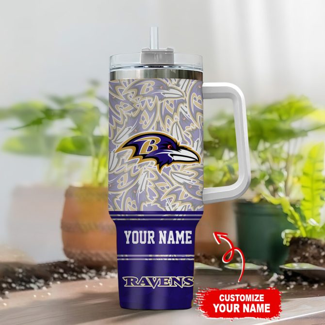 Baltimore Ravens Nfl Custom Stanley Quencher 40Oz Stainless Steel Tumbler With Handle - Image 2