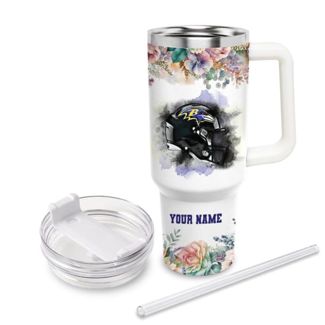 Baltimore Ravens Nfl Custom Stanley Quencher 40Oz Stainless Steel Tumbler With Handle - Image 4