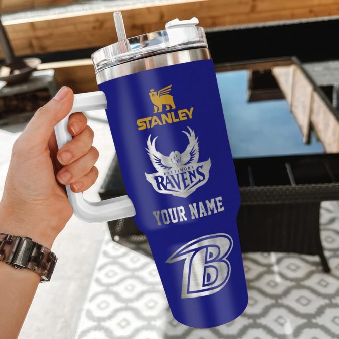 Baltimore Ravens Nfl Custom Stanley Quencher 40Oz Stainless Steel Tumbler With Handle - Image 3