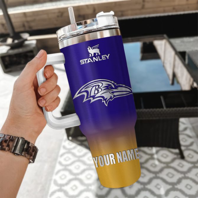 Baltimore Ravens Nfl Custom Stanley Quencher 40Oz Stainless Steel Tumbler With Handle - Image 3