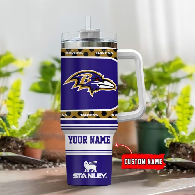 Baltimore Ravens Nfl Custom Stanley Quencher 40Oz Stainless Steel Tumbler With Handle - Image 2