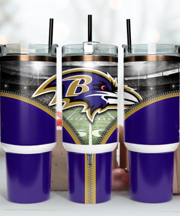 Baltimore Ravens Nfl Custom Stanley Quencher 40Oz Stainless Steel Tumbler With Handle