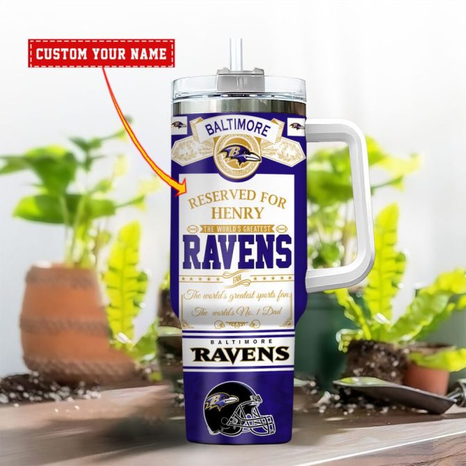 Baltimore Ravens Nfl Father #8217;S Day Custom Stanley Quencher 40Oz Stainless Steel - Image 2
