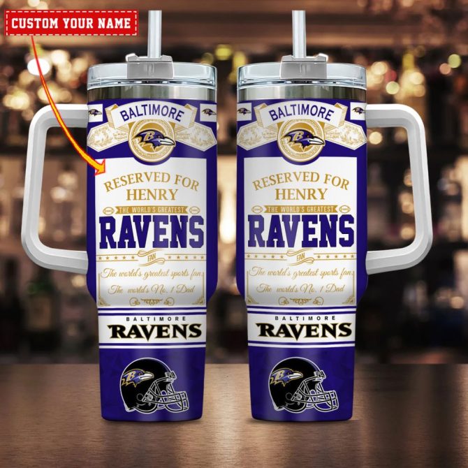 Baltimore Ravens Nfl Father #8217;S Day Custom Stanley Quencher 40Oz Stainless Steel