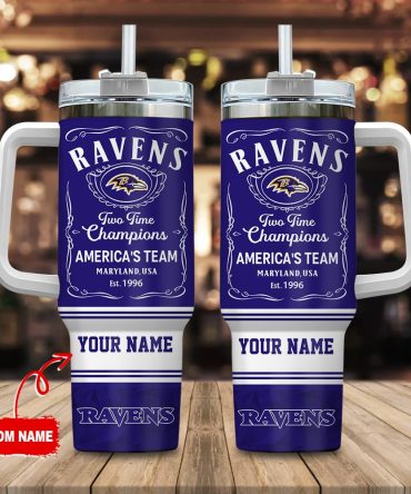 Baltimore Ravens Nfl Custom Stanley Quencher 40Oz Stainless Steel Tumbler With Handle