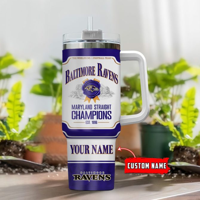 Baltimore Ravens Nfl Jim Beam Custom Stanley Quencher 40Oz Stainless Steel Tumbler With Handle - Image 2