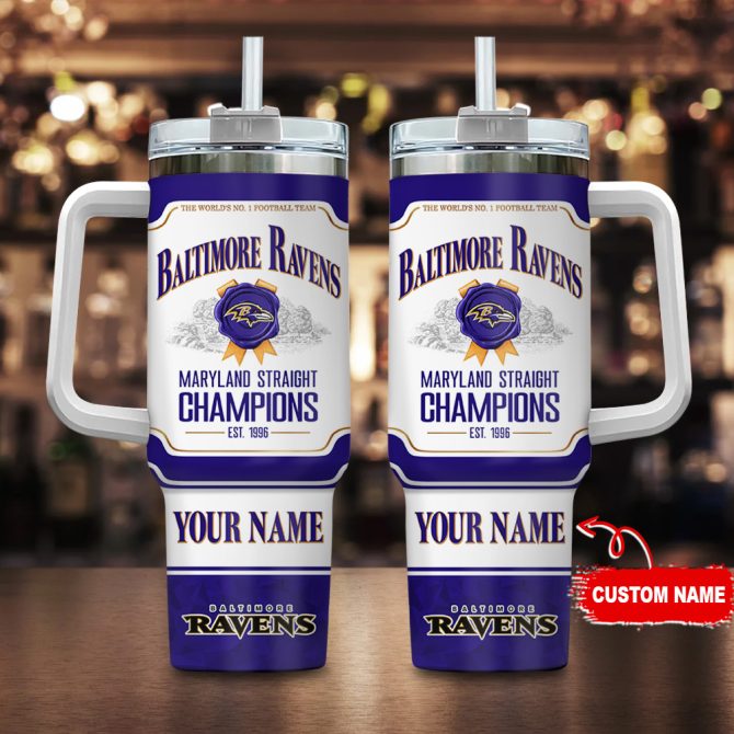 Baltimore Ravens Nfl Jim Beam Custom Stanley Quencher 40Oz Stainless Steel Tumbler With Handle