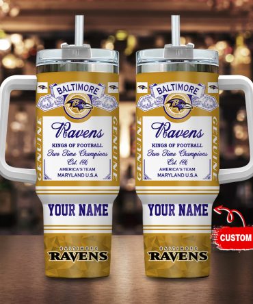 Baltimore Ravens Nfl Kings Of Football Custom Stanley Quencher 40Oz Stainless Steel Tumbler With Handle