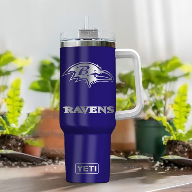 Baltimore Ravens Nfl Laser Engraved Effect Custom Stanley Quencher 40Oz Stainless Steel Tumbler With Handle - Image 2