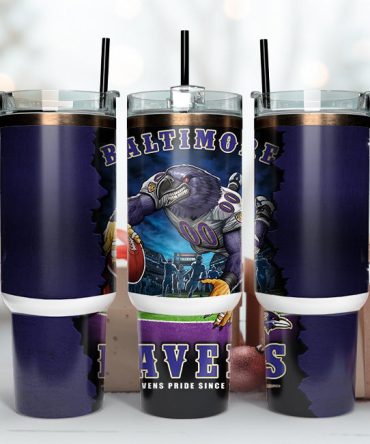 Baltimore Ravens Nfl Mascot Custom Stanley Quencher 40Oz Stainless Steel Tumbler With Handle