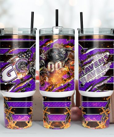 Baltimore Ravens Nfl Mascot Custom Stanley Quencher 40Oz Stainless Steel Tumbler With Handle