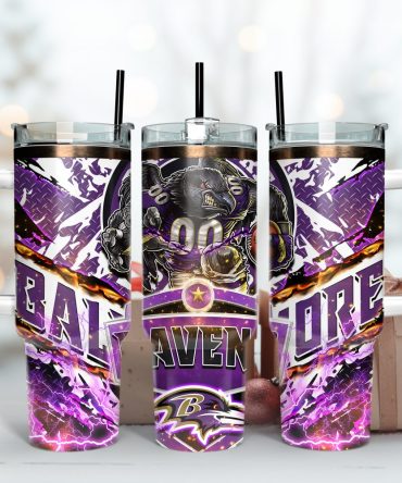 Baltimore Ravens Nfl Mascot Custom Stanley Quencher 40Oz Stainless Steel Tumbler With Handle