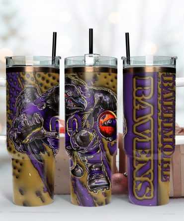 Baltimore Ravens Nfl Mascot Custom Stanley Quencher 40Oz Stainless Steel Tumbler With Handle