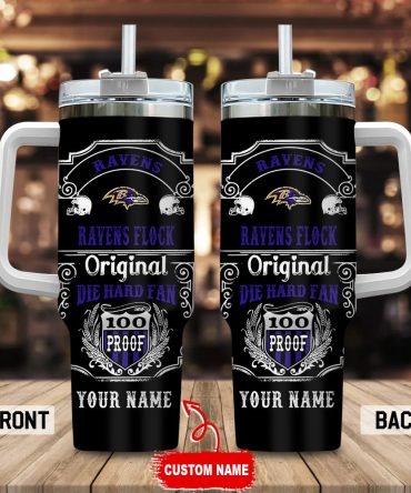 Baltimore Ravens Nfl Original Diehard Fan Custom Stanley Quencher 40Oz Stainless Steel Tumbler With Handle