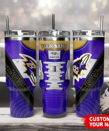 Baltimore Ravens Nfl Sneaker Custom Stanley Quencher 40Oz Stainless Steel Tumbler With Handle