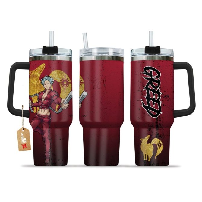 Ban Fox #8217;S Sin Of Greed The Seven Deadly Sins Anime Custom Stanley Quencher 40Oz Stainless Steel Tumbler With Handle