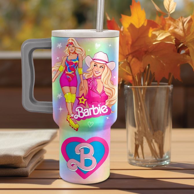 Barbie Movies Custom Stanley Quencher 40Oz Stainless Steel Tumbler With Handle - Image 3