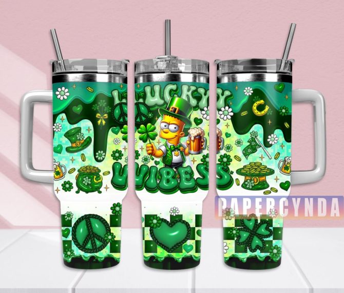 Bart Simpson Custom Stanley Quencher 40Oz Stainless Steel Tumbler With Handle