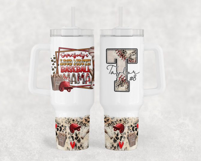 Baseball Mama Custom Stanley Quencher 40Oz Stainless Steel Tumbler With Handle