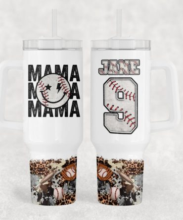 Baseball Mama Custom Stanley Quencher 40Oz Stainless Steel Tumbler With Handle