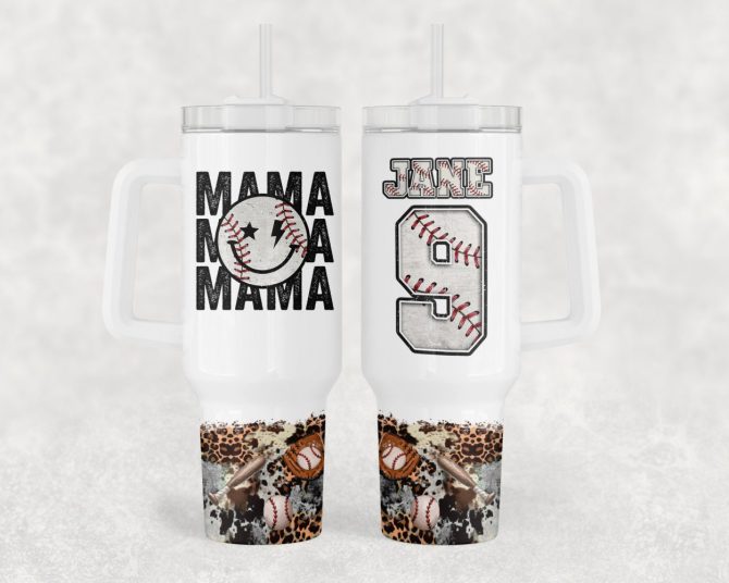 Baseball Mama Custom Stanley Quencher 40Oz Stainless Steel Tumbler With Handle