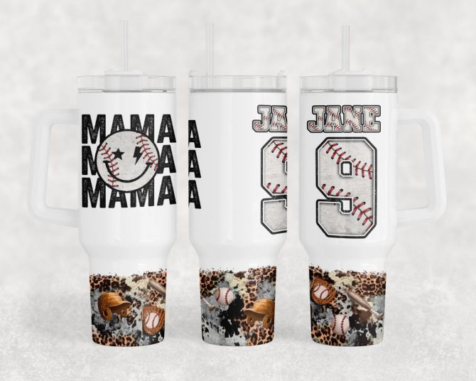 Baseball Mama Custom Stanley Quencher 40Oz Stainless Steel Tumbler With Handle - Image 2