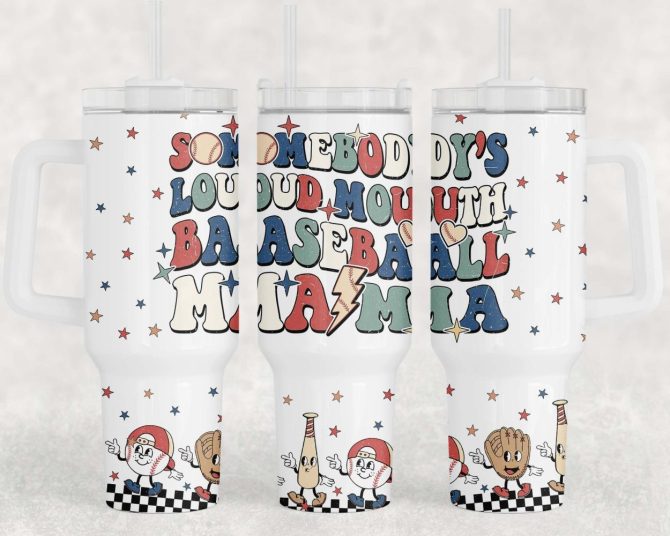 Baseball Mama Custom Stanley Quencher 40Oz Stainless Steel Tumbler With Handle - Image 2