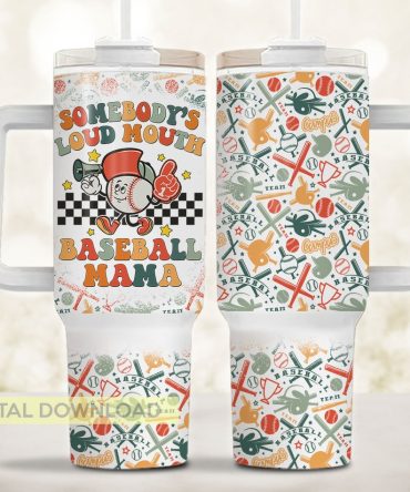 Baseball Mama Custom Stanley Quencher 40Oz Stainless Steel Tumbler With Handle