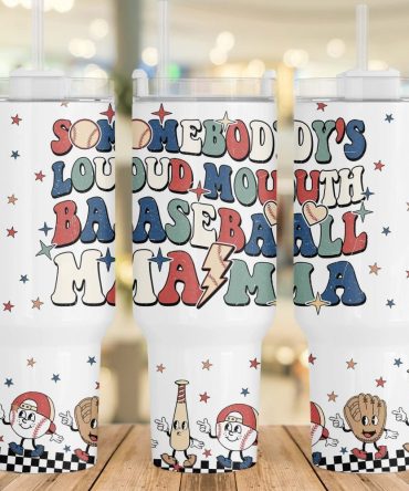 Baseball Mama Custom Stanley Quencher 40Oz Stainless Steel Tumbler With Handle