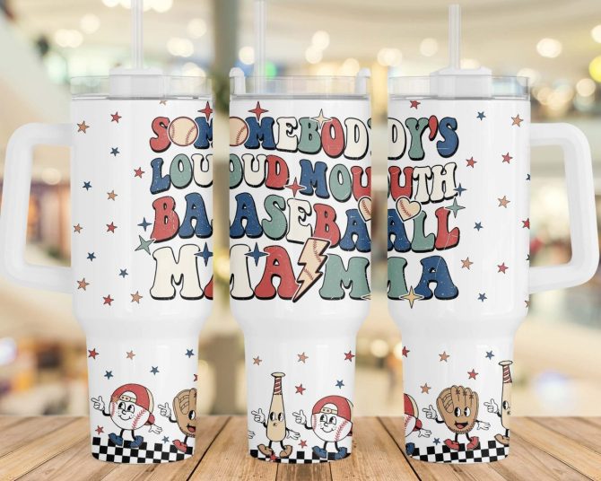 Baseball Mama Custom Stanley Quencher 40Oz Stainless Steel Tumbler With Handle