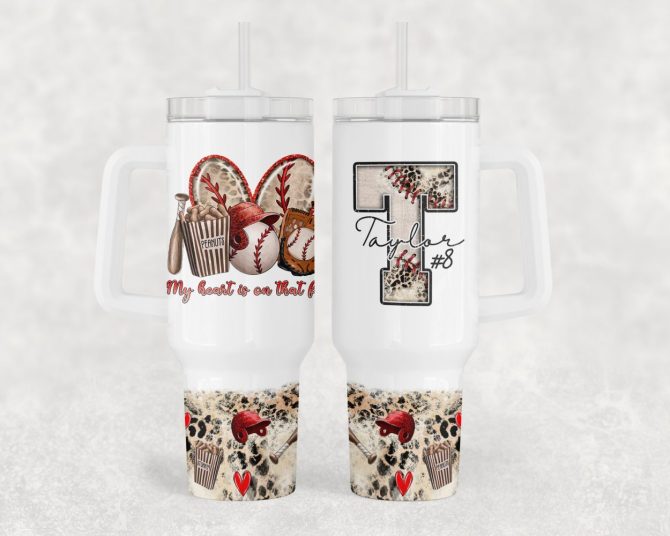 Baseball Mom Custom Stanley Quencher 40Oz Stainless Steel Tumbler With Handle