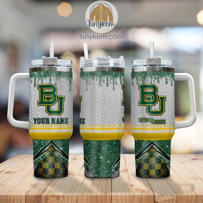 Baylor Bears Glitter Ncaa Custom Stanley Quencher 40Oz Stainless Steel Tumbler With Handle - Image 2