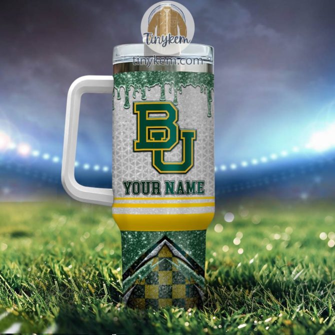 Baylor Bears Glitter Ncaa Custom Stanley Quencher 40Oz Stainless Steel Tumbler With Handle - Image 3