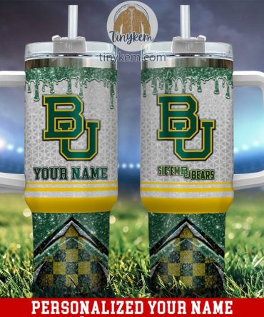 Baylor Bears Glitter Ncaa Custom Stanley Quencher 40Oz Stainless Steel Tumbler With Handle