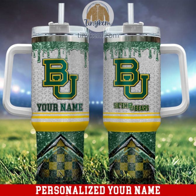Baylor Bears Glitter Ncaa Custom Stanley Quencher 40Oz Stainless Steel Tumbler With Handle