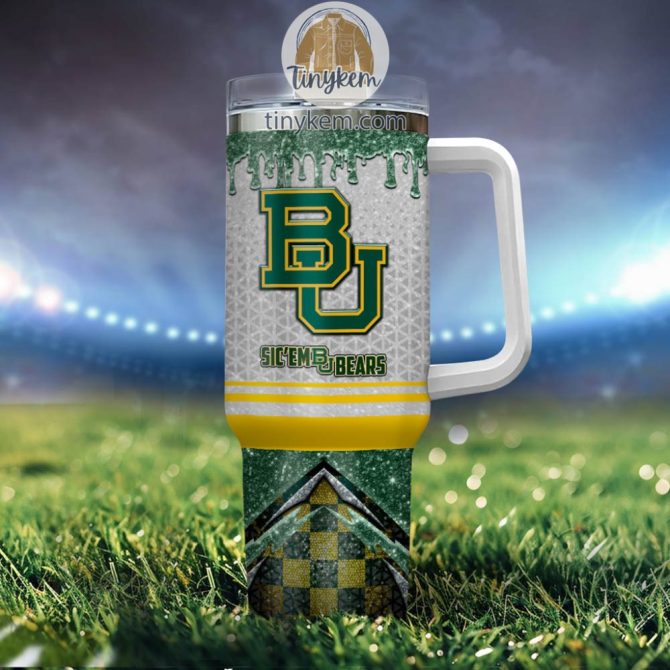 Baylor Bears Glitter Ncaa Custom Stanley Quencher 40Oz Stainless Steel Tumbler With Handle - Image 4